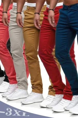 2022 New Men's Solid Color Casual Cotton Trousers Slim Straight Business Pants All-match Trousers