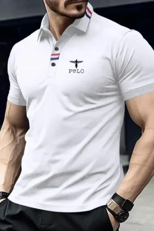 Summer casual short sleeved shirt for men, breathable sports short sleeved polo shirt