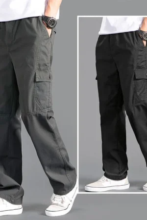 New Cargo Pants Men's Loose Straight Oversize Clothing Solid Grey Versatile Work Wear Black Joggers Cotton Casual Male Trousers