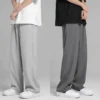 Young Men's Ice Silk Casual Pants 2024 New Summer Thin Trend Korean Version of Draped Dress Pants Wide Leg Straight Pants M-5XL - Image 2