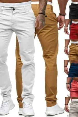 2024 Spring Autumn Fashion Men Clothing Men's Casual Pants Solid Slim Fit Mid-waist Trousers New Male Business Sport Baggy Pants