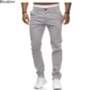 2024 Spring Autumn Fashion Men Clothing Men's Casual Pants Solid Slim Fit Mid-waist Trousers New Male Business Sport Baggy Pants - Image 2