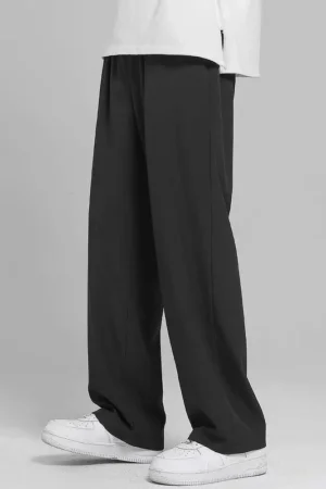 Young Men's Ice Silk Casual Pants 2024 New Summer Thin Trend Korean Version of Draped Dress Pants Wide Leg Straight Pants M-5XL