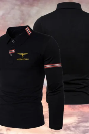 Spring Autumn Men's Polo Shirts Long Sleeve Business Casual Tops Lapel Pullover T-Shirts