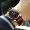 WOKAI high quality fashion personality large dot men's leather belt quartz watch men without polar waterproof clock simple retro - Image 5