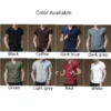 New Mens Summer Pure Color V Collar Tights Slim Fit Short Sleeved T Shirt Tops Tees Fitness Clothes Basic Casual Male T-shirt - Image 5