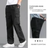 New Cargo Pants Men's Loose Straight Oversize Clothing Solid Grey Versatile Work Wear Black Joggers Cotton Casual Male Trousers - Image 5
