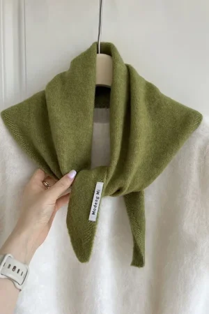 British Korean Style Niche Wool Knitted Triangular Scarf Women Headscarf Knitted Scarf Multi-functional Warm Knitted Scarf