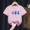 Cute Girl Ballet Dance Printed Children's Round Neck T-shirt Pink Short Sleeve with A Base Shirt Kids Clothes TOPS TEE - Image 5