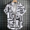 Simple Men's Shirts 3d Patchwork Printing High-Quality Men's Clothing Short Sleeve Beach Party Hawaiian Shirts - Image 5