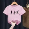 Cute Girl Ballet Dance Printed Children's Round Neck T-shirt Pink Short Sleeve with A Base Shirt Kids Clothes TOPS TEE - Image 3