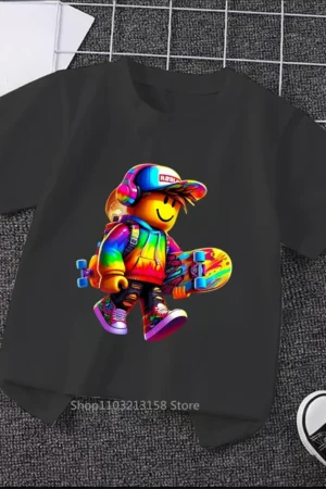 Summertime Styles for Boys and Girls Brand New Robloxing Cartoons Soft Luxurious Fabrics for Stylish Kid's Clothing