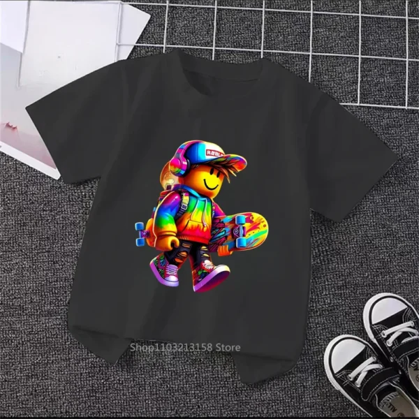 Summertime Styles for Boys and Girls Brand New Robloxing Cartoons Soft Luxurious Fabrics for Stylish Kid's Clothing