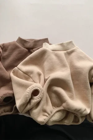 Winter New Baby Fleece Sweatshirt Boys Girls Solid Warm Pullover Plus Velvet Thick Toddler Casual Versatile Tops Kids Clothes