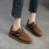 Johnature Genuine Leather Sneakers 2024 Autumn New Casual Sports Shoes Round Toe Lacd-up Versatile Women's Flat Shoes - Image 3