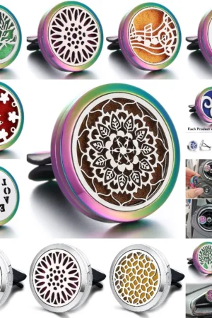 Refillable Car Air Freshener Smell Perfume Diffuser Clip Auto Vent Essential Oil Stainless Steel Locket Interior Accessories