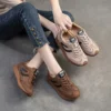 Johnature Genuine Leather Sneakers 2024 Autumn New Casual Sports Shoes Round Toe Lacd-up Versatile Women's Flat Shoes - Image 6