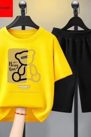 Summer Baby Boy Clothes Set Children Girls Cartoon Bear Printed T-shirts and Shorts 2pcs Suit Kid Casual Top Bottom Tracksuits
