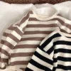 Fashion Children Boys Long Sleeve Striped T-shirt Tops Loose Kids Autumn Clothing Crewneck Pullover Baby Girl Blouse Sweatshirt - Image 2